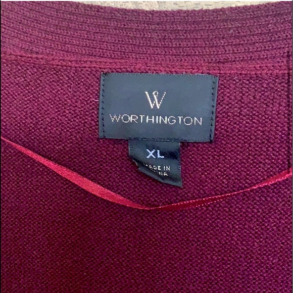 »—Worthington—«Gorgeous Maroons Open Front Knit Cardigan Sweater w/Zipper Detail - Picture 4 of 11